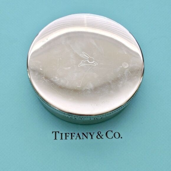 Vintage Tiffany & Co. Rabbit Engaved Silver Tone Handcrafted Pewter Jewelry Box - Picture 1 of 7